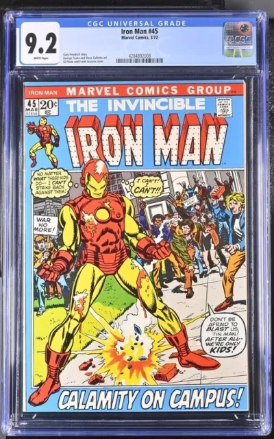 Marvel The Invincible Iron Man #45 3/72 Cgc 9.2 Nm- Rare 🔥