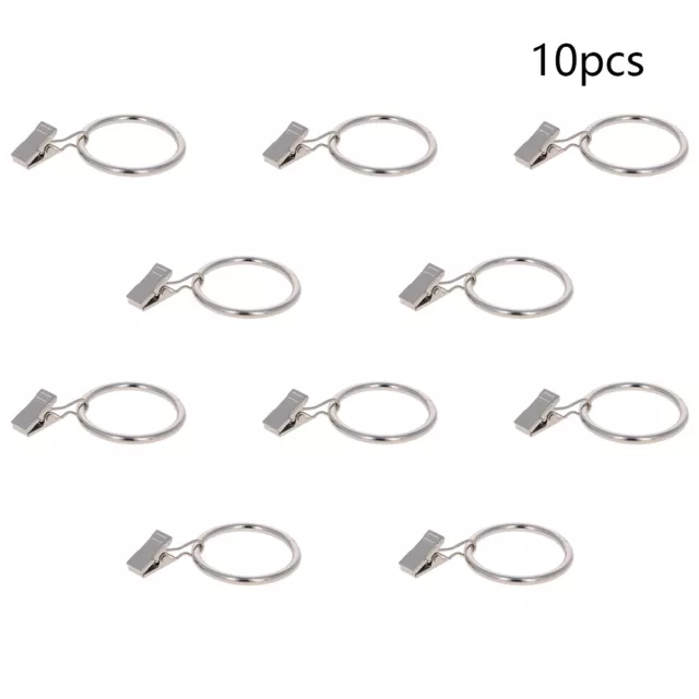 3.5x35mm Iron Strong Metal Curtain Pole Rod Rings Hooks With Eyes Clips Silver 3