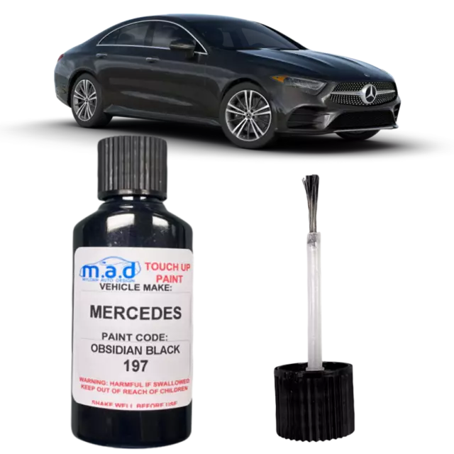 Mercedes Benz Obsidian Schwarz Black Touch Up Kit Brush Paint 197 / 9197