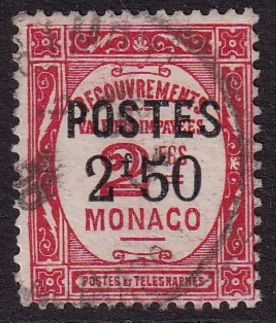 MONACO 1937-38 Postage Due 2f.50 on 2f Scarlet SG D162 Used (CV £42)