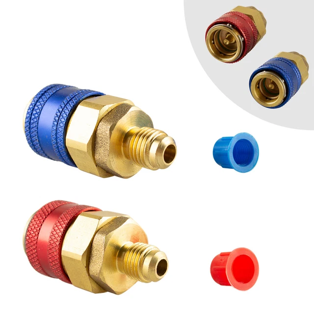 2PCS R134A Quick Connector Adapter Coupler Auto AC Manifold Gauge HVAC Tools