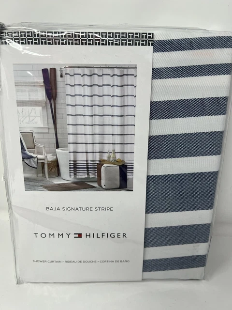 Tommy Hilfiger Baja Stripe Signature Fabric Shower Curtain NEW 72x72