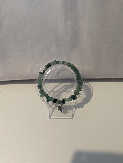 Aventurine Chip Bracelet With Flower Charm