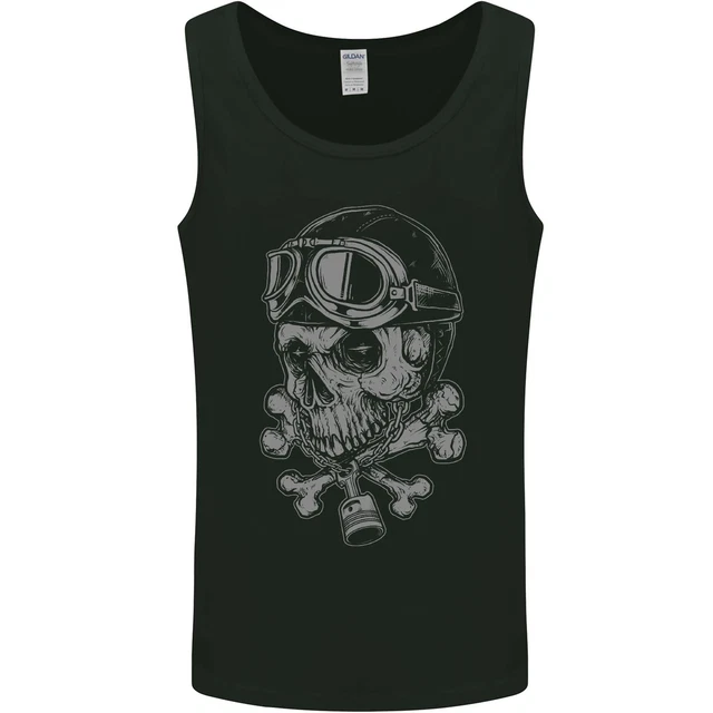 Biker Skull Rider Motorbike Motorcycle Mens Vest Tank Top