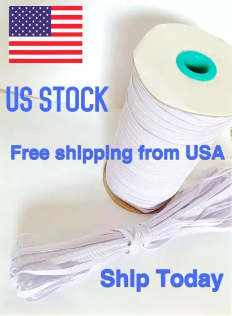 25 yards white Elastic Band 1/4" Trim/Spandex/make mask string 5mm