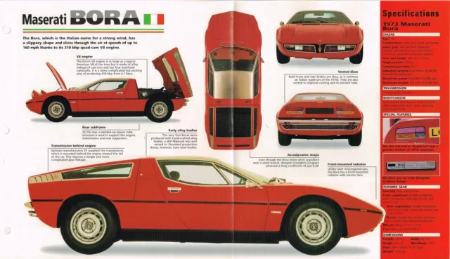 MASERATI BORA SPEC SHEET/Brochure/Pamphlet/Catalog:1973