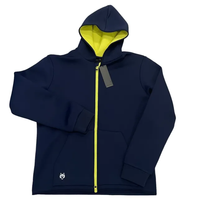 Greyson Golf Chene Full Zip Hoodie Maltese Navy Blue/Yellow Size Large $215