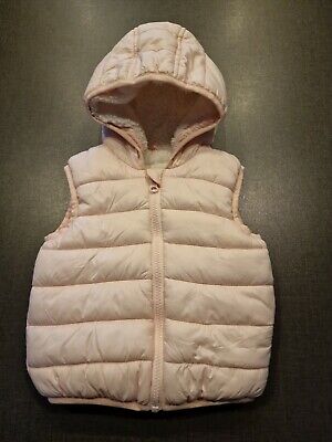 girls 12-18 months pale pink hooded bodywarmer gilet coat clothes next day