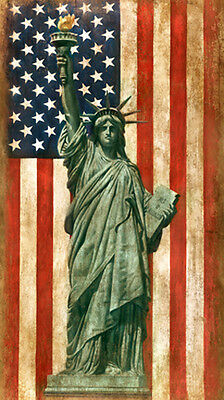 Beautiful Oil painting America National flag Statue of Liberty on canvas