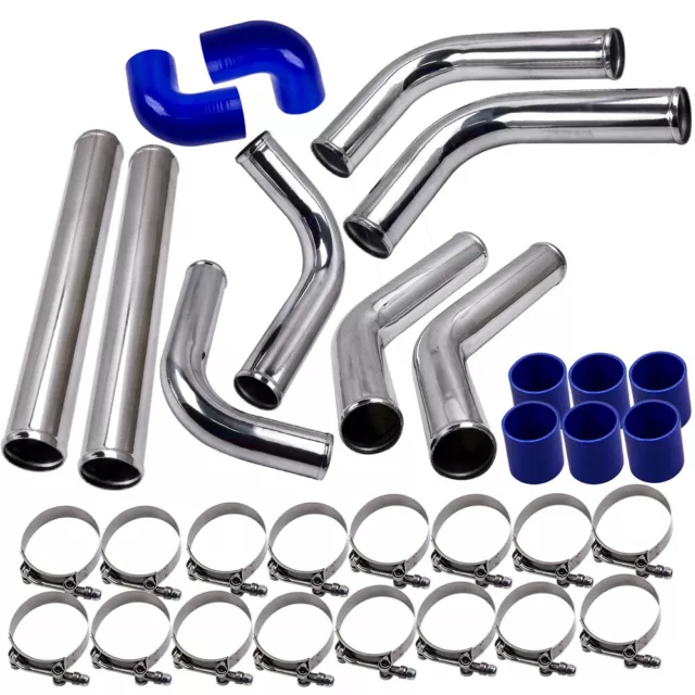 Universal Aluminum 63mm 2.5" Turbo Intercooler Piping Kit with Hose + Clamps