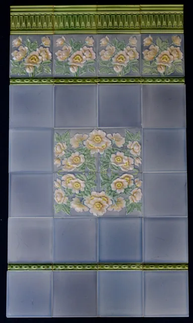 Germany - M O & P F - Antique Art Nouveau Majolica 36 Tile Set  C1900