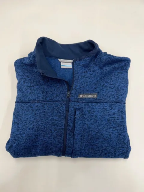Columbia MENS Full Zip Sweater w/ Pocket, Thick - Blue Fox Glacier Pattern NEW