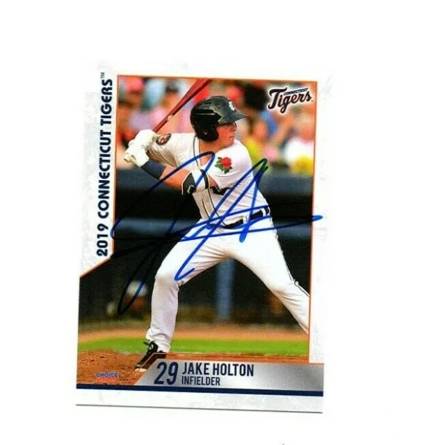 Jake Holton 2019 Connecticut Tigers autograph signed baseball card Los Gatos CA