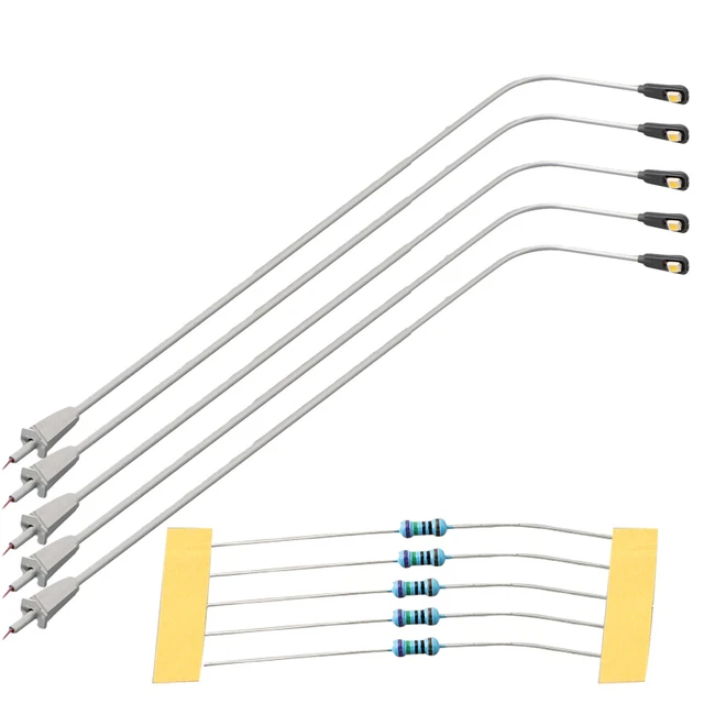 Lot De 5 Lampadaires LED Pour Train Miniature - Échelle N (1:160) - Hauteur 65 Mm - Éclairage Paysage Ferroviaire
