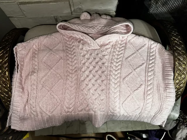 Baby GAP Pink Hooded Sweater Cable Knit Poncho 18-24 months EUC