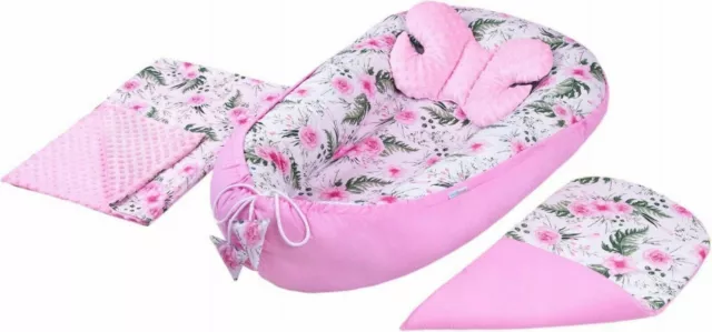 Large Baby Set Cocoon Butterfly Blanket Nest Reversible Pink/garden Flowers