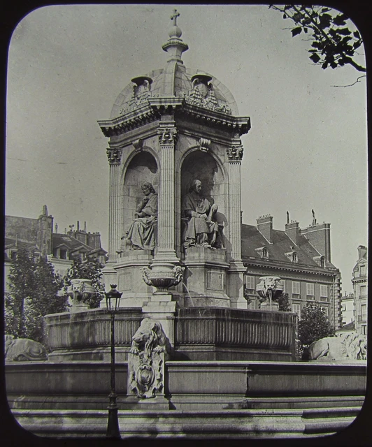 Glass Magic Lantern Slide FOUNTAIN OF ST SULPICE PARIS C1890 PHOTO FRANCE