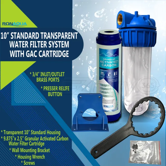 10" Clear Standard Whole House Water Filter System with GAC Filter