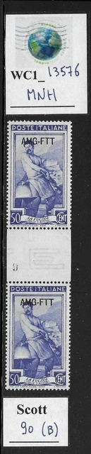 WC1_13576. ITALY: TRIESTE FTT. 50 c. gutter pair 1950 ITALY @ WORK. Scott 90.MNH