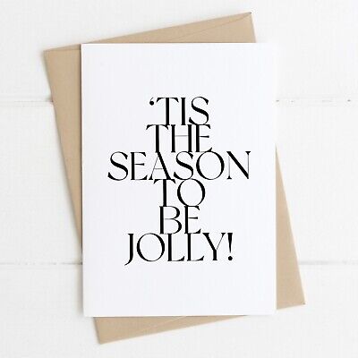 Tis The Season To Be Jolly Christmas Card Festive Happy Holidays A6 Xmas Cards