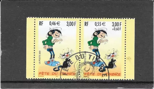 France 2001.Fête Du Timbre  Gaston  Lagaffe  Timbre Gomme Cachet Rond  N° P3371A