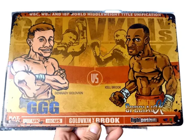 Gennady "Triple GGG" Golovkin vs Kell Brook UV METAL PLAQUE Wall Poster Boxing