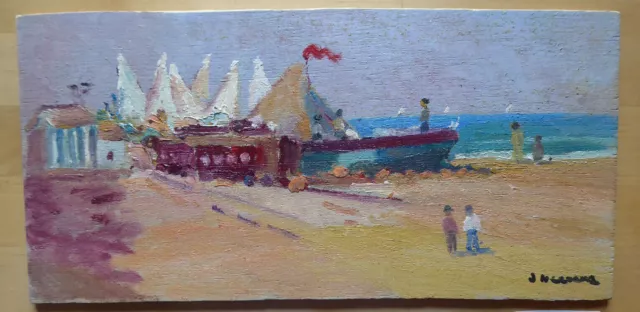 Dipinto Olio Tavola Marina Mare Paesaggio Spagna Firmato Quadro Vintage Md1