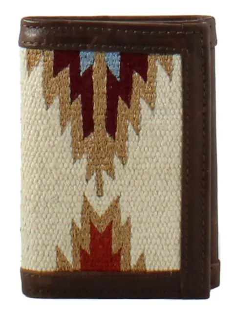 Nocona Western Mens Wallet Trifold Leather Aztec Rug Fabric Brown N5412902