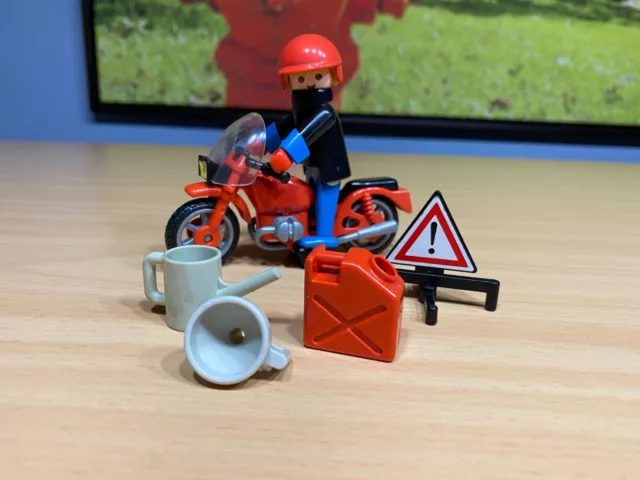 Playmobil 3565 Rennfahrer mit Motorrad Racing 1982 Klicky rot