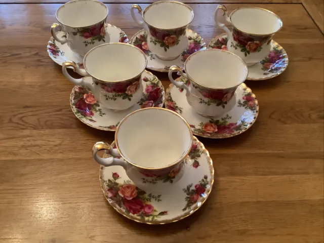 6 Royal Albert Old Country Roses Coffee Cups & Saucers