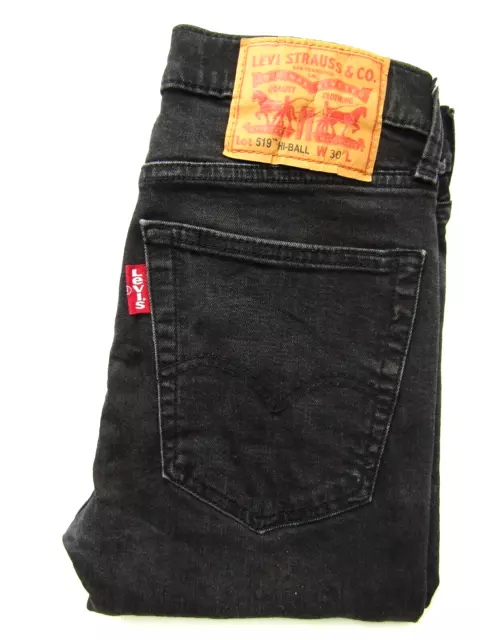 Levi's 519 Hi-ball Hombre Vaqueros Calce Ajustado W30 L29 Gris Oscuro Elástico LEVF756