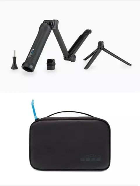 GoPro 3 Way Mount Tripod Extended Arm Foldable Selfie Stick + Soft Case Genuine