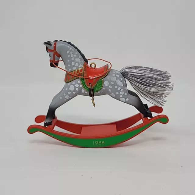 1988 Hallmark Keepsake Rocking Horse Christmas Ornament Gray Horse