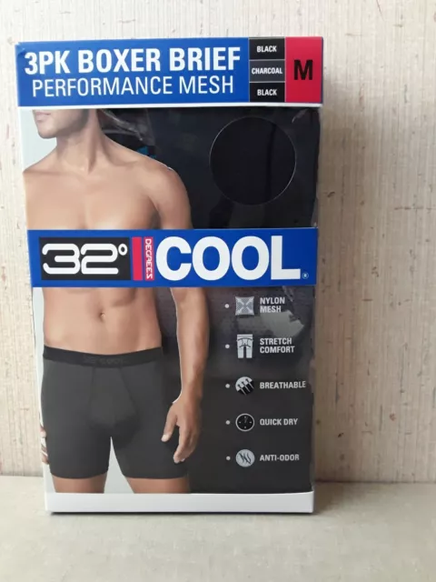 32 DEGREES COOL Mens 4-PACK Quick Dry Performance Boxer Brief With Comfort  Elast