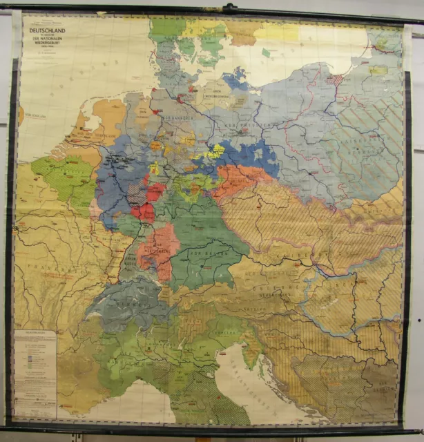 Tarjeta de Pared la Escuela Mapa Schulkarte Deutschland 1815-1914 Renacimiento