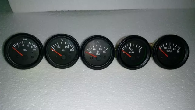 El Gauges 52mm (5pc) - Volt Water Temp C  Oil Temp C Oil Press bar Fuel Gauge