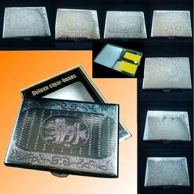 ZIGARETTENETUI SILBER METALL Zigarettenbox Etui Glanz Box Zigaretten ...