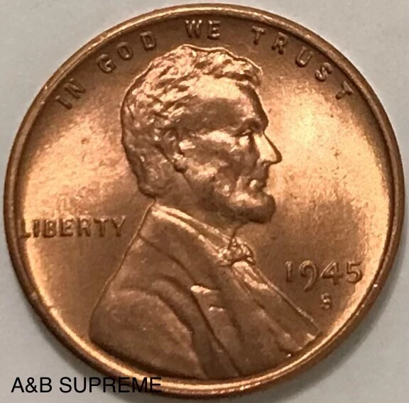 1945 S Lincoln Wheat Cent Bronze Penny Bu Uncirculated
