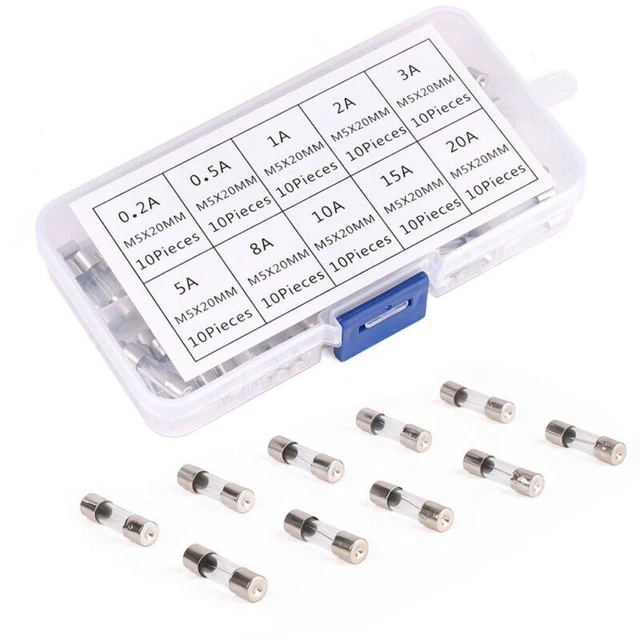 100 pièces fusibles en verre à soufflage rapide polyvalents 5 x 20 mm pour div