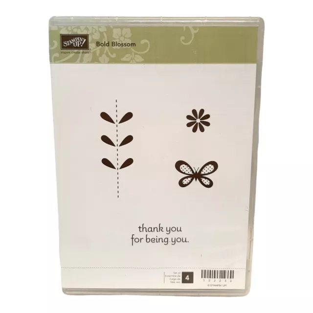 Stampin Up Retired Cling Acrylic BOLD BLOSSOM Butterfly Flower Thank You NEW