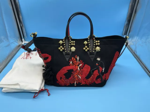 CHRISTIAN LOUBOUTIN FLAMENCABA Embroidered Tote Bag Black Multi $1,800. ...