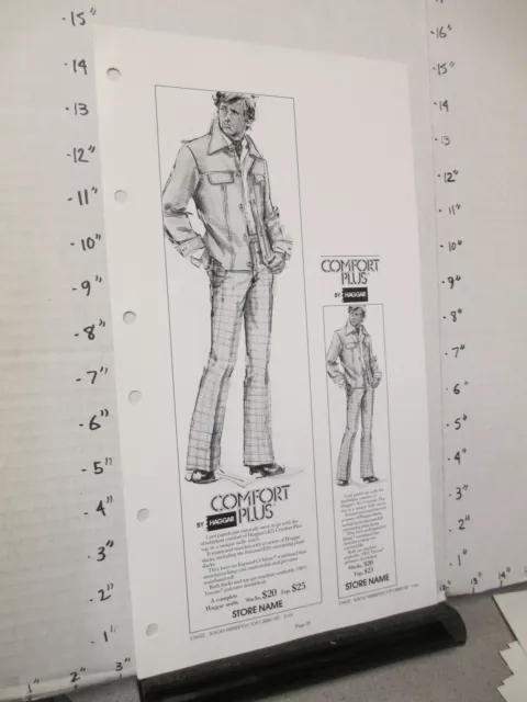 HAGGAR 1976 MEN'S clothing sales ad sheet COMFORT PLUS check pants ...