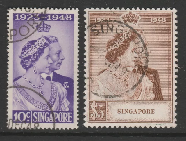 Singapore 1948 Royal Silver Wedding SG 31-32 Fine used.