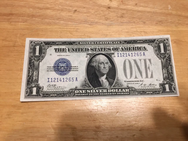 1928-A $1 Blue "FUNNY BACK" SILVER Certificate Uncirculated Crisp! *Error Note*