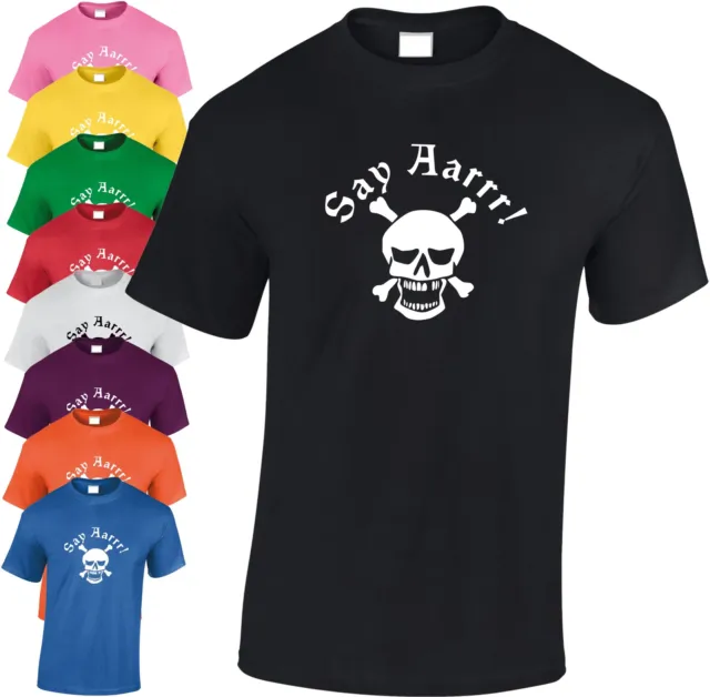 Say Aarrr! Children's T Shirt Kid's Pirate Tee Funny Skull Crossbones Top Gift
