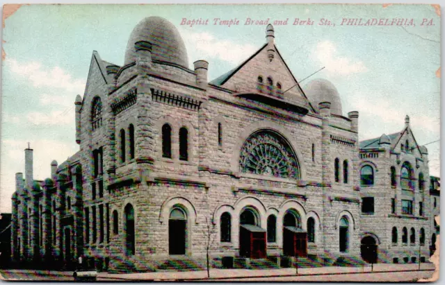Philadelphia Pennsylvania Baptist Temple Church Chapel USA Vintage DB Postcard