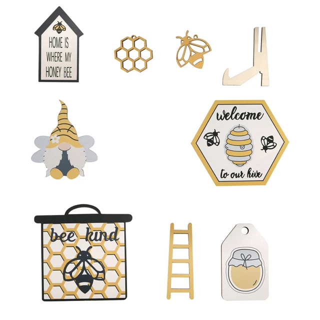 9 piezas / Juego Fiesta de las abejas Adorno Único Escritorio Decoración Fiesta de las abejas