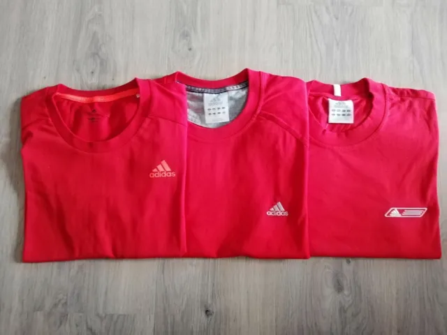 Adidas T-Shirt Set Uomo Rosso Maglia Uomini Parte Superiore Sport Nuovo