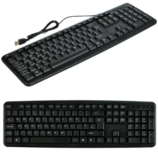 Usb Wired Stylish Slim Qwerty Keyboard Uk Layout For Pc Desktop Computer Laptop