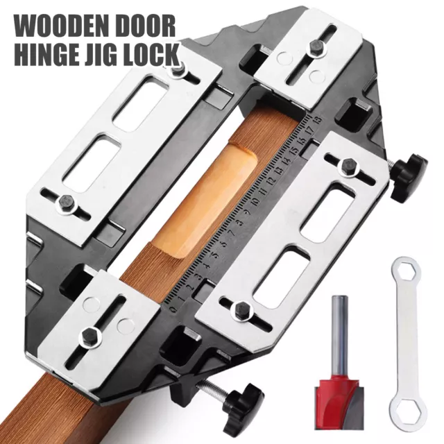 >Wooden Door Hinge Jig Lock Guide Plate Router Bit Woodworking Slotting Locator≠